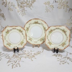 Antique Noritake Japanese China 3-Piece Plate Set - "M" Style - 1930's Japanese